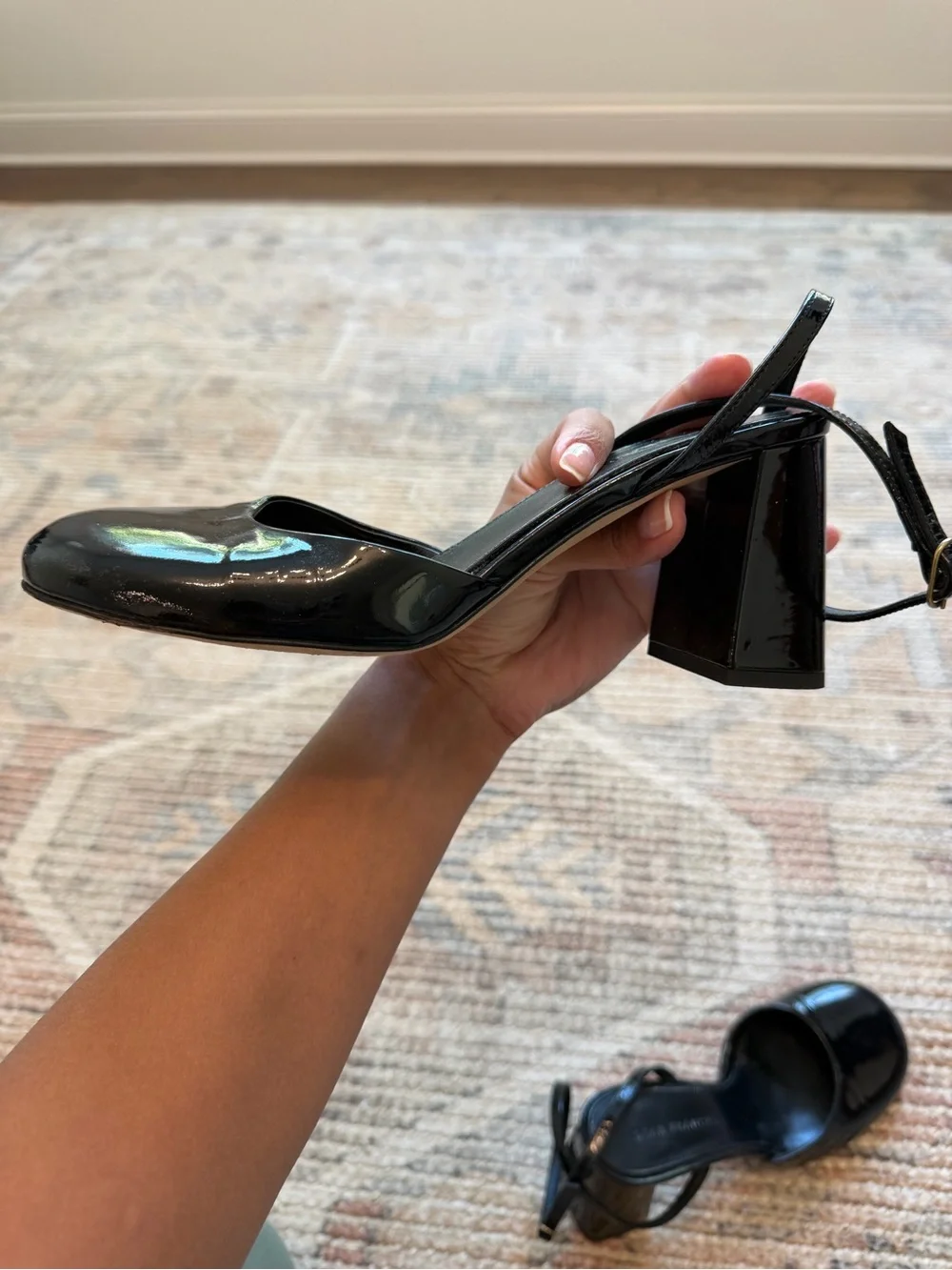 Dear Frances Black Patent Leather Block Heel